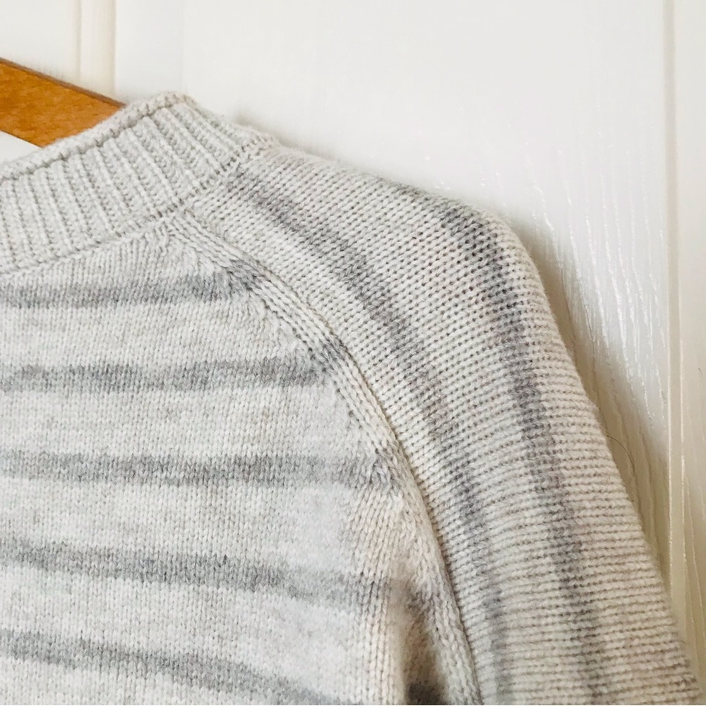 Oui Striped Crewneck Sweater in Cream with Pocket - Picture 10 of 11